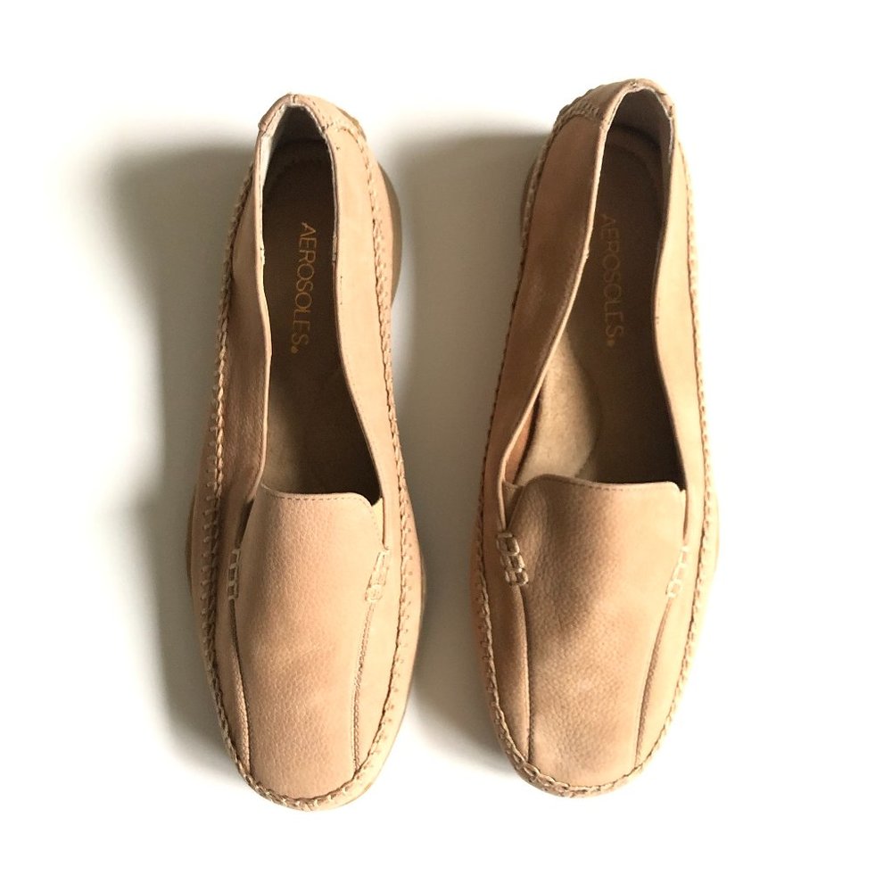 🆕 AEROSOLES Ivory Tree Leather Slip On Moccasins